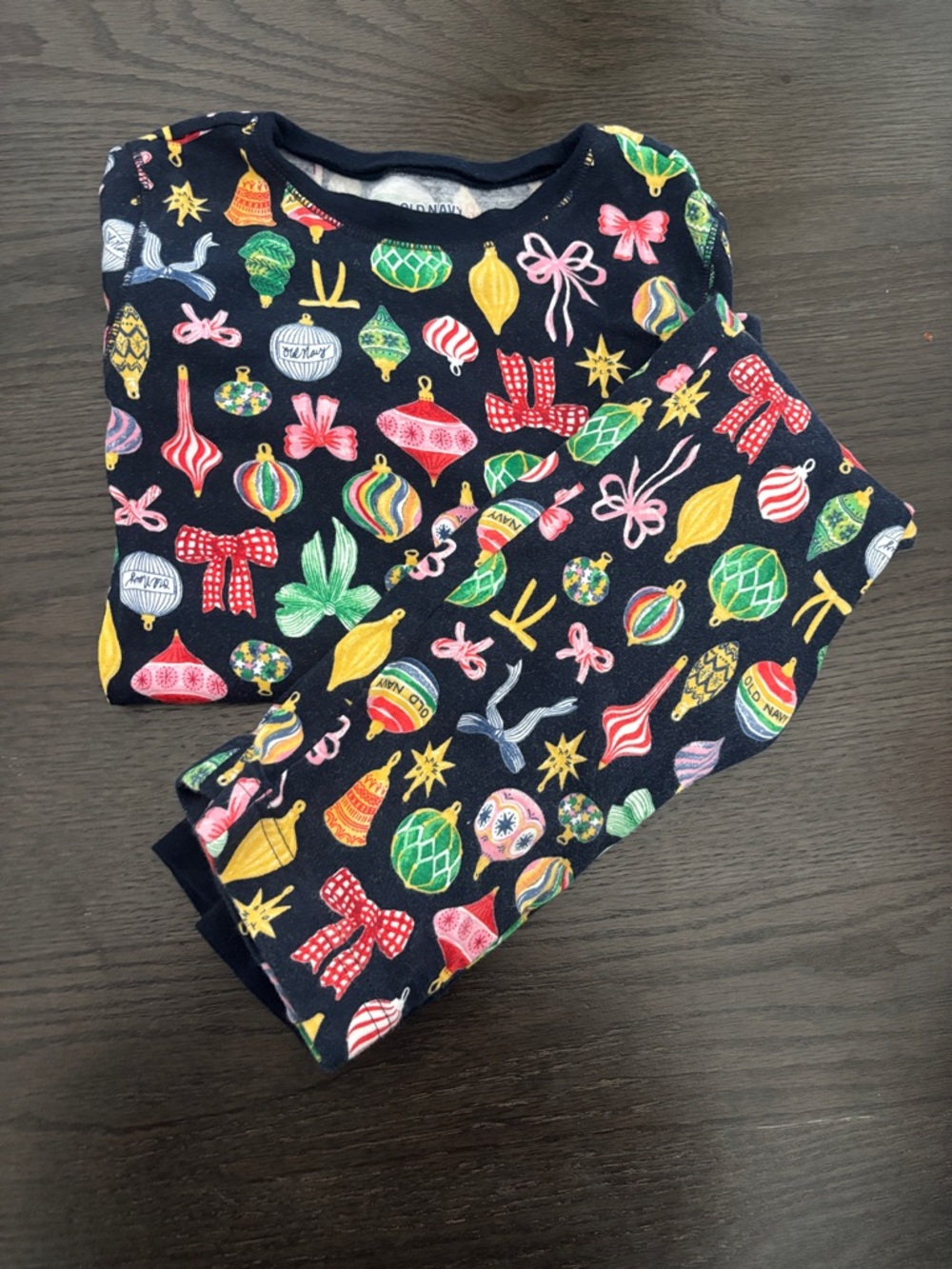Old Navy Navy Kids Pajama Set with Multicolor Ornament Print